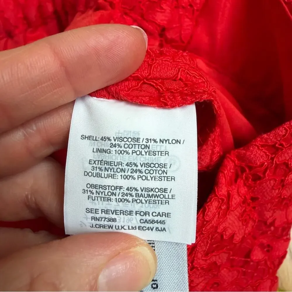 J. Crew Easy Pant in Floral  Lace Red Size 00 - Picture 9 of 12